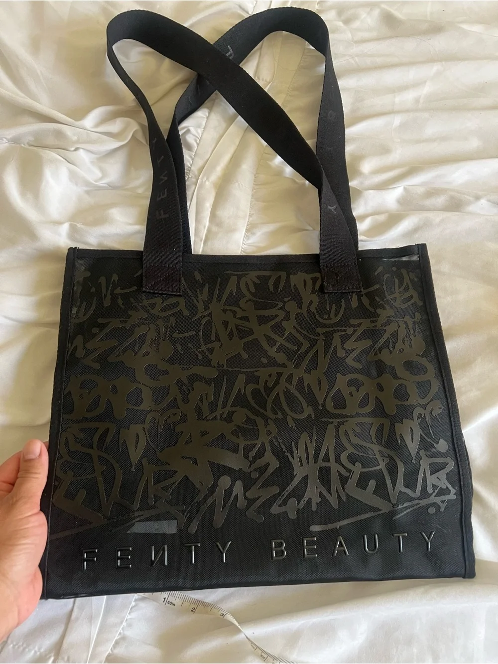 fenty beauty  black mesh tote bag